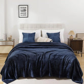 Neavy Blue AC Dyed Funnel Blanket in Coral Fleece